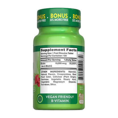 BIOTINA 10 000 MCG NATURES TRUTH 120 TABLETAS